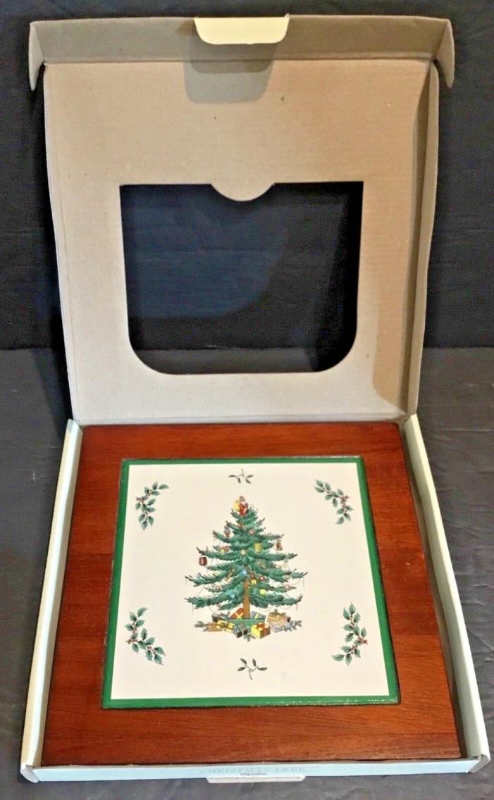 SPODE CHRISTMAS TREE 8” WOODEN TRIVET (NEW IN BOX)
