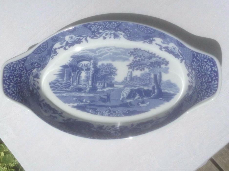 SPODE ITALIAN DESIGN  Serving Dish Made in England, 9 1/2 inch blue on white