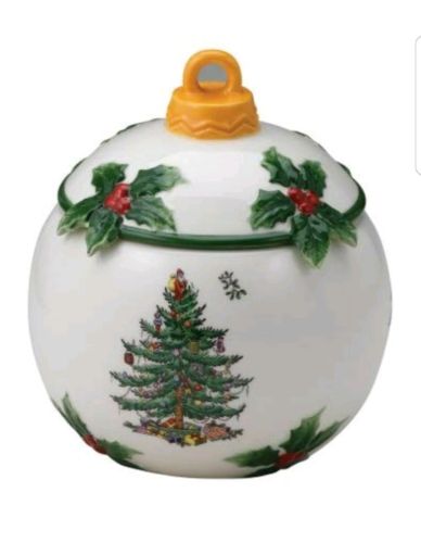 Spode Christmas Tree Figural Candy Dish and Cover NIB 5.5