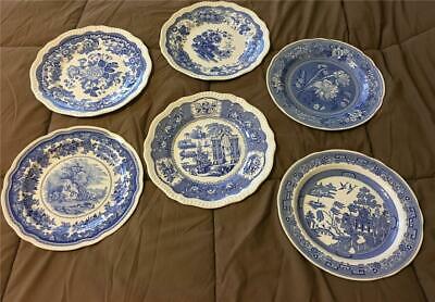 Lot of 6 Spode Blue Room Collection Plates Made in England NICE! Regency Series+