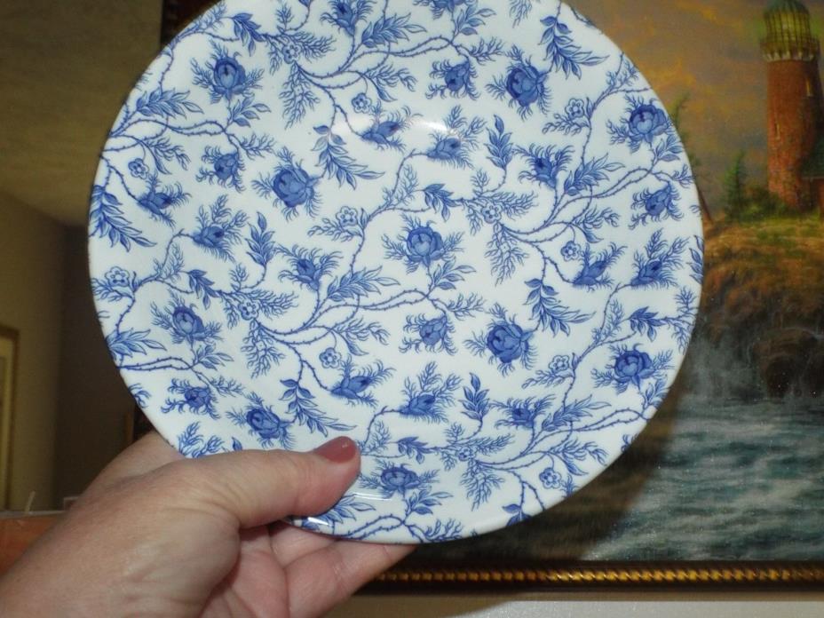 SPODE ENGLAND ROSEBUD CHINTZ BLUE ROUND PLATTER 11 5/8