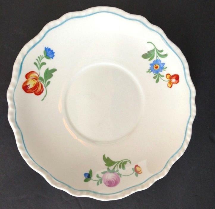 Vintage Steubenville Ivory Saucer Plate Red Yellow Blue Flower Pattern 6.5