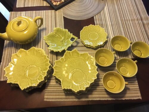 Steubenville Pottery - Woodfield Leaf Design - Chartreuse 19 Pieces