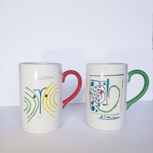 Picasso Living Masterpiece Editions, vintage collector crayon collection 2 mugs