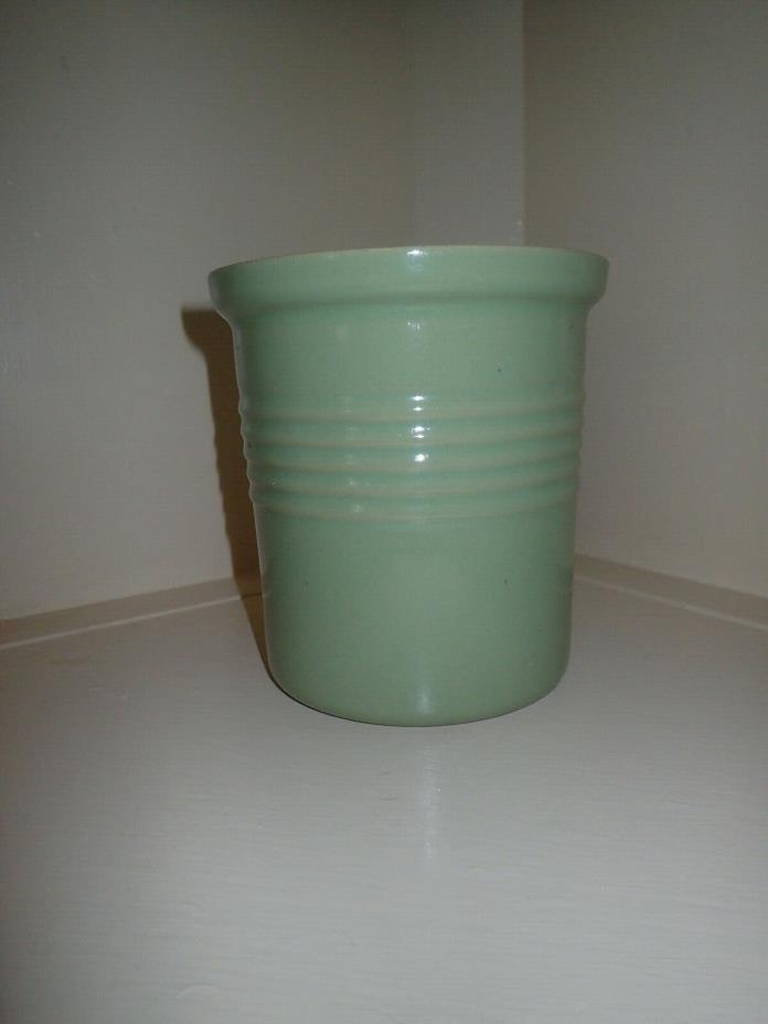 Pampered Chef Family Heritage Stoneware Green Utensil Holder Crock New Tradition