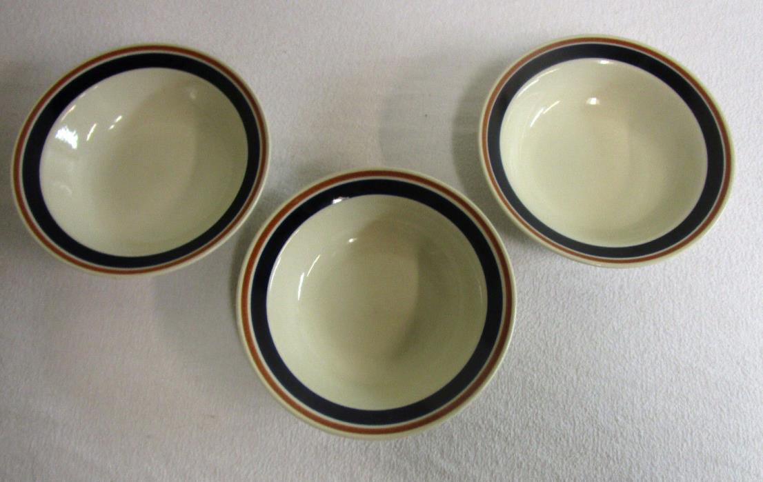 Set Of 3 Newcor Stoneware Cereal/Soup Bowls with lines on Rim