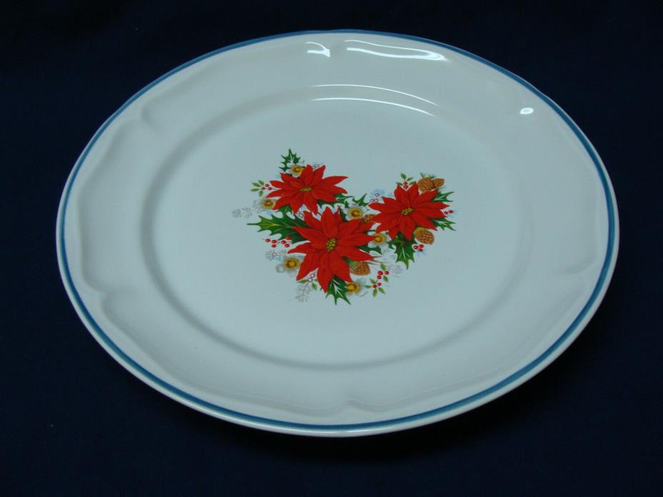JMP Marketing Stoneware Christmas Dinner Plate, Provincial Bouquet, Poinsettias