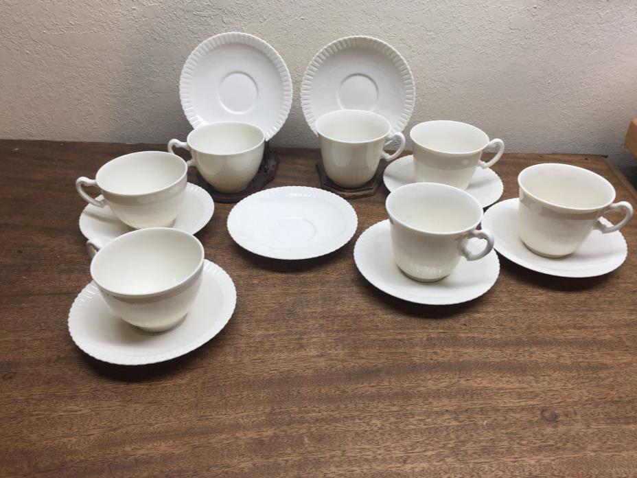 Vtg.Lot of  Syracuse China Ivory SHELLEDGE pattern  Scallop Handles ~ cup/saucer