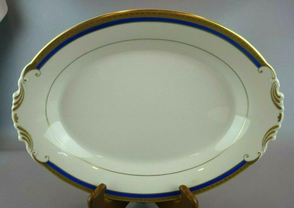 Syracuse Old Ivory Wayne Cobalt Blue & Gold Trim Oval Platter