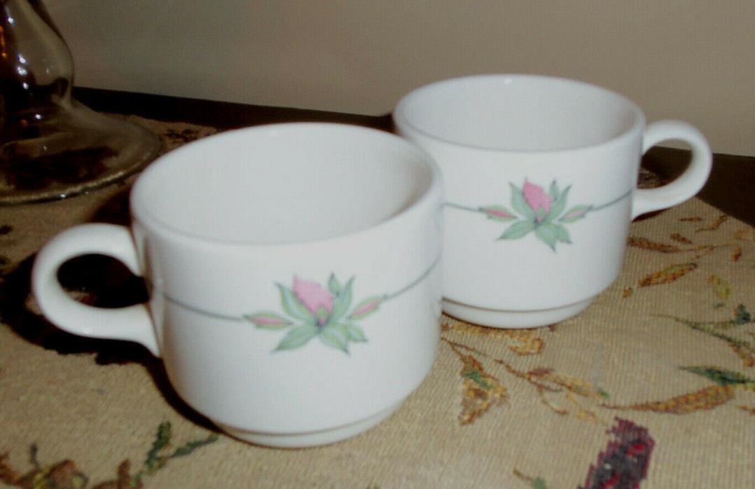 SYRACUSE CHINA CUPS - SET of 2 - FLORAL DESIGN - MADE IN USA - 19-D SYRALITE