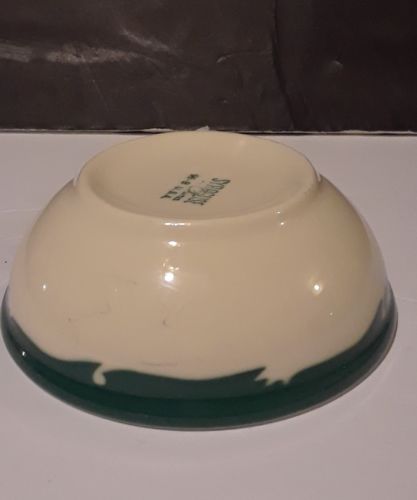 Syracuse China Footed Bowl Green Airbrush Vintage Restaurant Ware