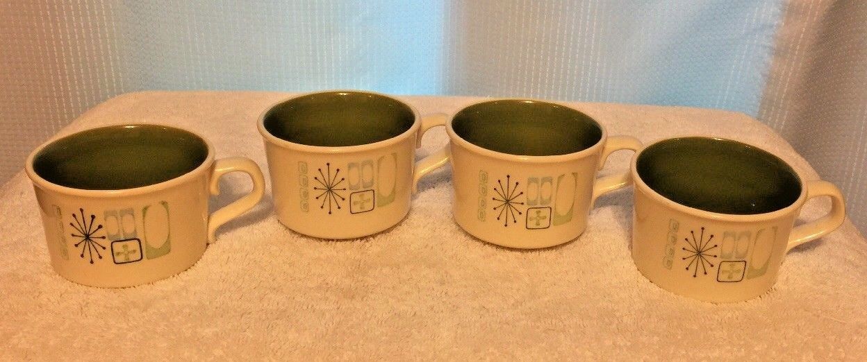 Mid Century Cathay Taylor Atomic Starburst Coffee Cup Set Of 4 Smith Mugs