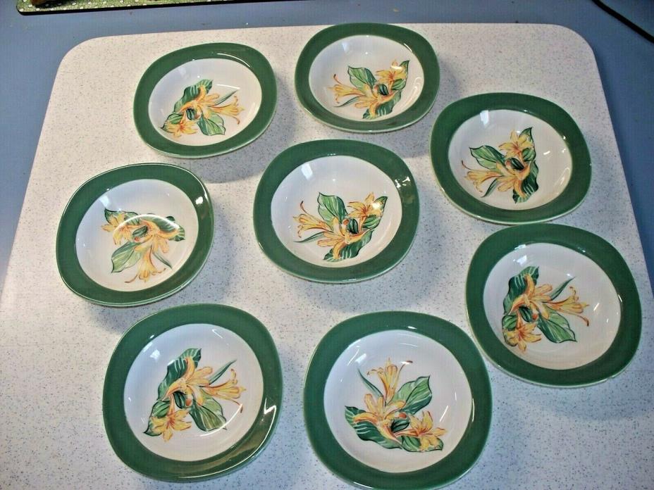 Taylor Smith & Taylor CONVERSATION Day Lily Design Mid Century 8 Berry Bowls