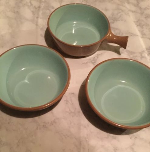 Lot Of 3 TST Chateau Buffet Teal Ceramic USA Salad Soup Bowl Ceramic USA