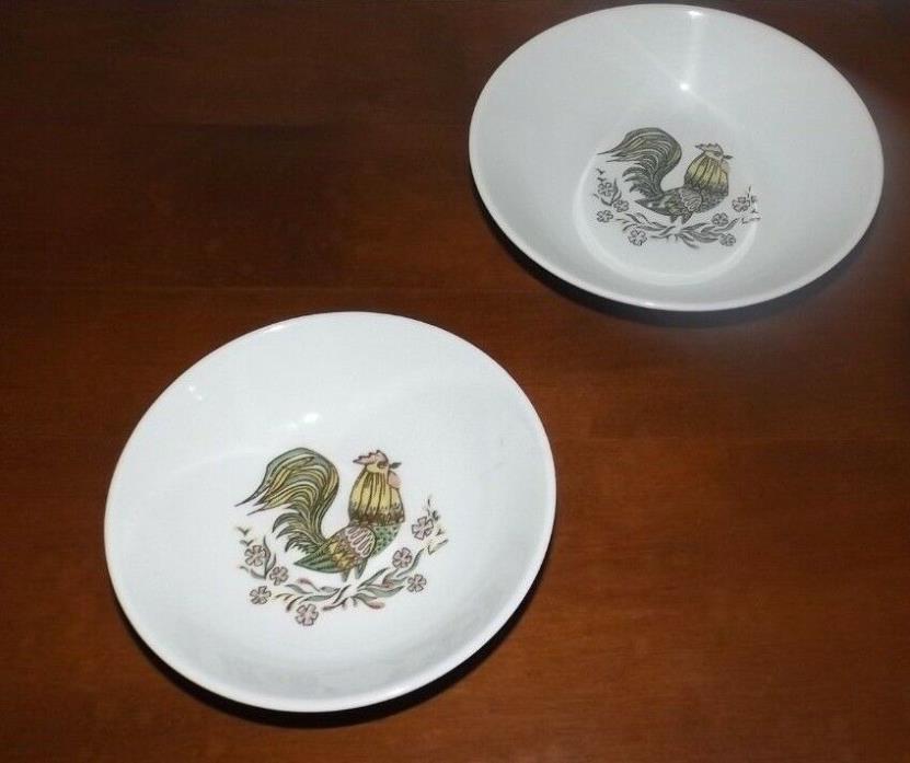 2 Vintage Taylor Smith Taylor TS&T Rooster Cereal Bowl & Berry Bowl USA