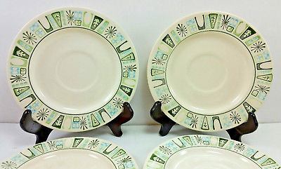 Taylor Smith Taylor Cathay 6.5 Inch Saucer Starburst Atomic Lot Of 6 Vintage