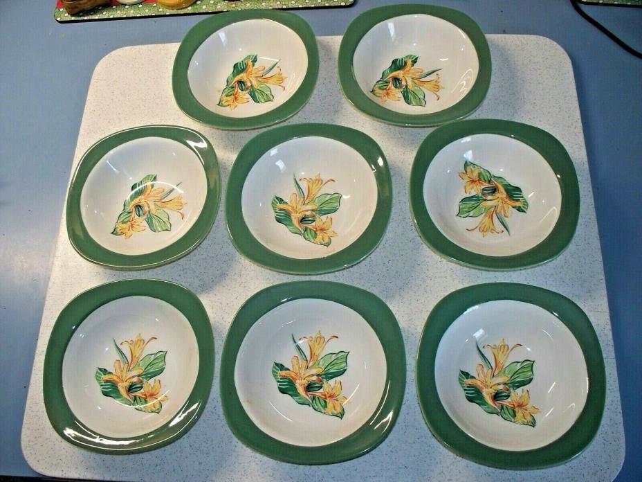 Taylor Smith & Taylor CONVERSATION Day Lily Design Mid Century 8 Soup Bowls