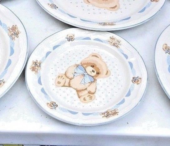 3  salad / dessert  Plates Theodore Teddy Country Bear Tienshan Stoneware