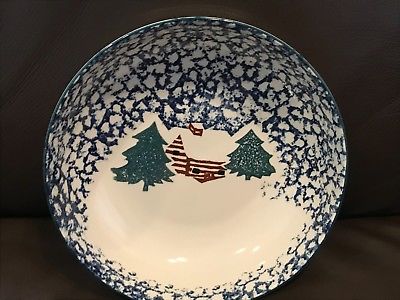 Folkcraft Cabin in the Snow by Tienshan Pasta/Serving Bowl(s) Christmas Retired
