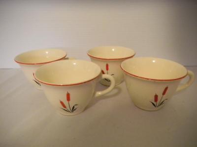 Vintage UNIVERSAL Potteries CATTAIL 4  Coffee Tea CUPS Cambridge Ohio