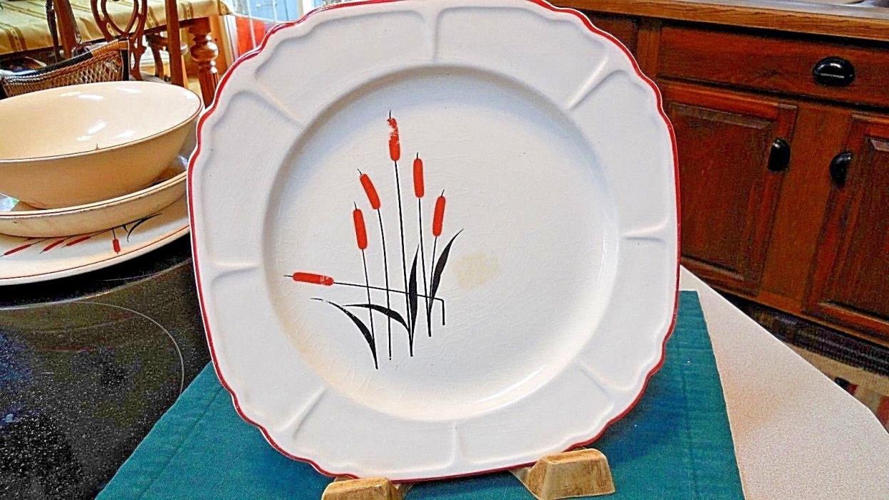 Universal Cambridge Cattail Tableware Vintage 1940's Square Plate