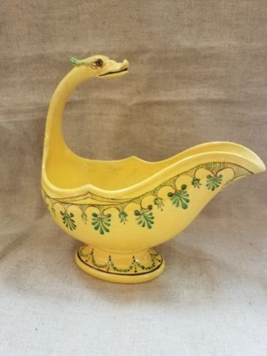 Antique Canary Yellow Soft Paste Figural Gravy Boat