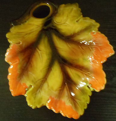 Vintage Autumn Fall Leaf Dish with Stem Handle 7
