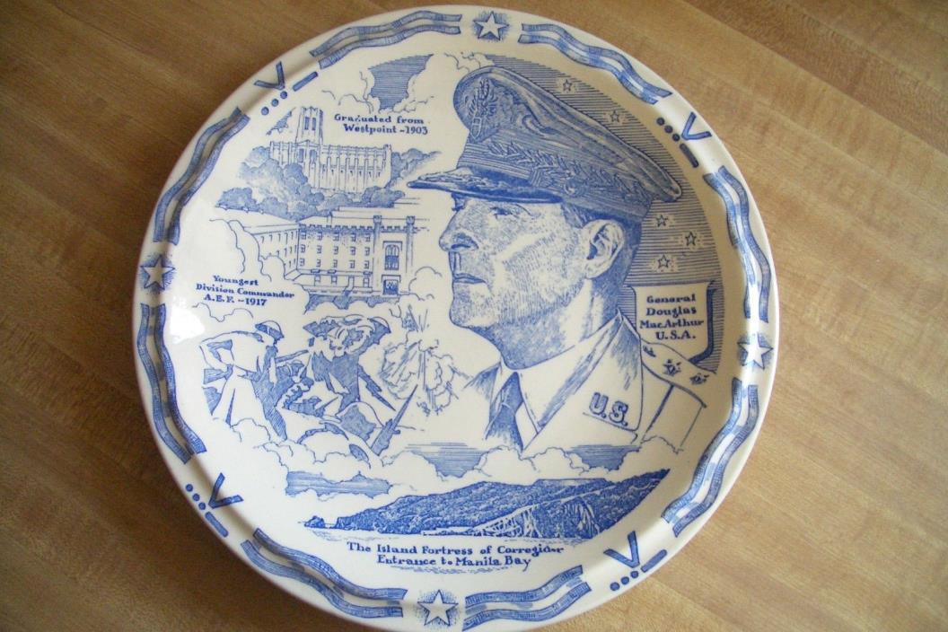 Vernon Kilns Pottery General Douglas MacArthur WWII Souvenir Collector Plate