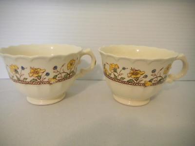 Vintage Vernon Kilns CALIFORNIA USA 2 Footed Coffee Cups HIBISCUS 1940's