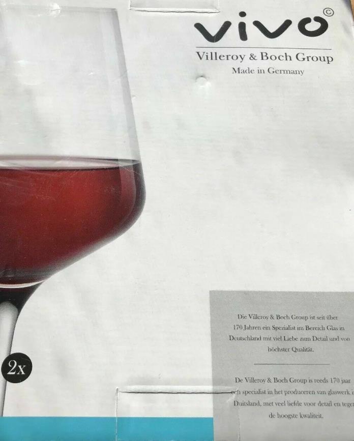 New Lowes Foods Set Of 2 Vivo Villeroy & Boch Red Wine Glasses Germany 8 1/2”