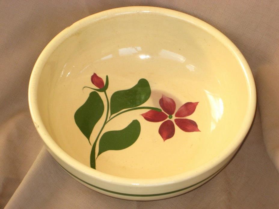 Vintage Watt Star Flower #55 Large Mixing Serving Bowl Oven Ware Green/Beige USA