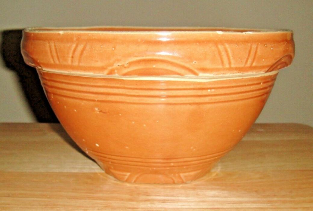 Vintage Watt Yellow Ware #8 Bowl, Pottery,  Arches Pattern, Pumpkin Color