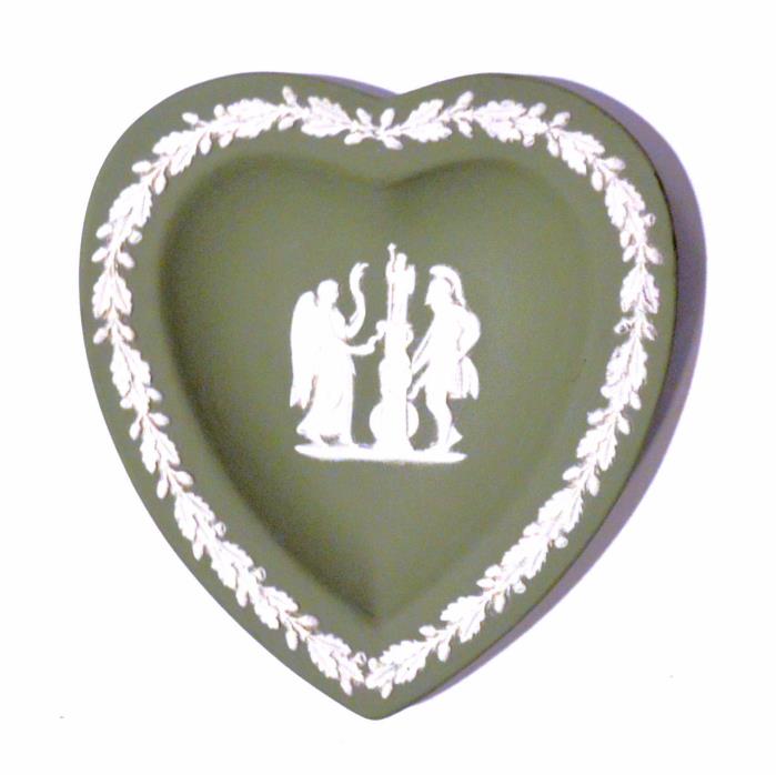 Small Green Jasperware Heart Tray or Ashtray