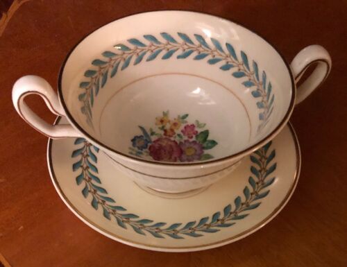 Wedgwood WOODSTOCK GOLD Cream Soup & Saucer