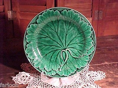 1860 WEDGWOOD MAJOLICA Cabbage Leaf GREEN PLATE & 3 PLATES From 1877