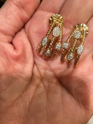 David Yurman Confetti Collection 18K Yellow Gold Diamond Hoop Earrings$3,600