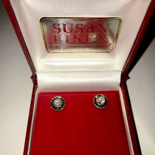 One Carat 14k White Gold Earrings/Black Diamond Jackets Designed by Susan Eisen