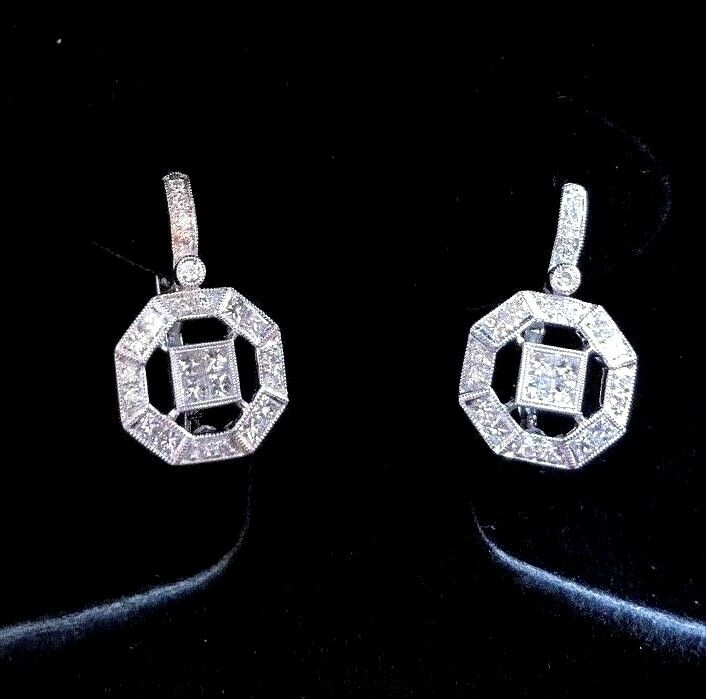 NEW Designer ~ BEVERLEY K ~ 18K White Gold & .80 TCW Diamond Drop Earrings $4800