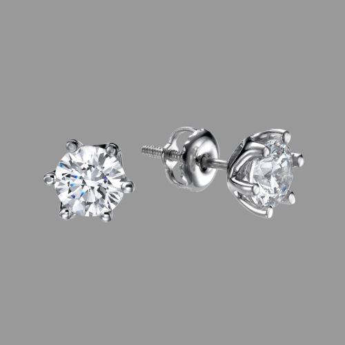 4 1/2 CT Women's Round Cut Enhanced Diamond Stud Earrings F/SI1 14K White Gold