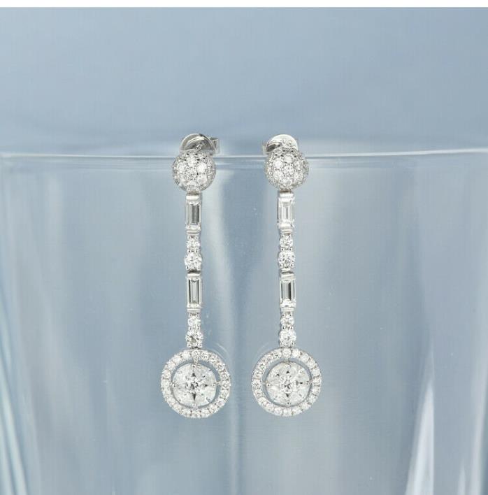 100% Natural Diamond 18K White Yellow Rose Gold Luxurious Custom Earrings E362