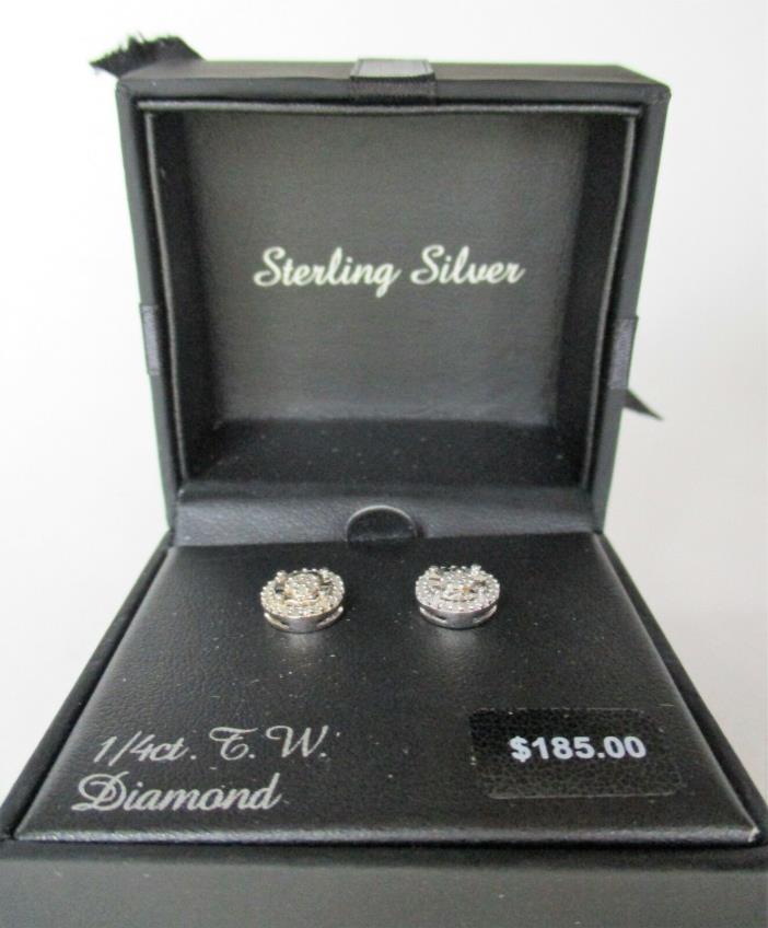 Sterling Silver 1/4 ct T.W.Diamond Stud Earrings