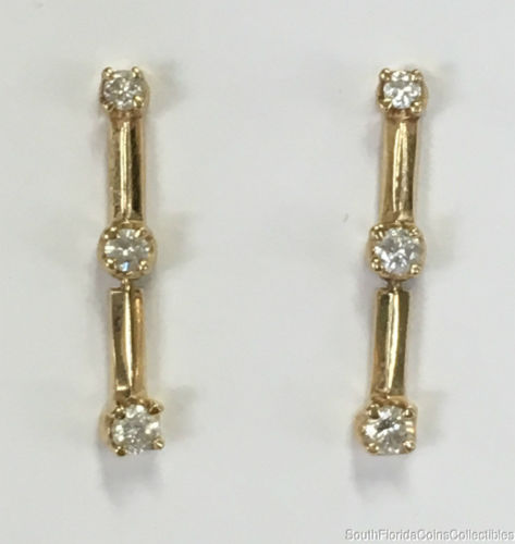 Estate Jewelry Keepsake 0.24 Ctw Diamond Drop Earrings 14K Yellow Gold 3/4