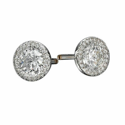 5 2/3 CT Ladies Round Enhanced Diamond Stud Earrings D/SI1 14K White Gold
