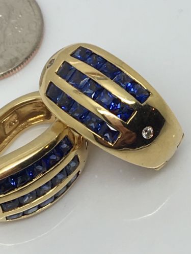 Authentic VAN CLEEF & ARPELS  Diamond Sapphire 18k Yellow Gold Rare  Earrings