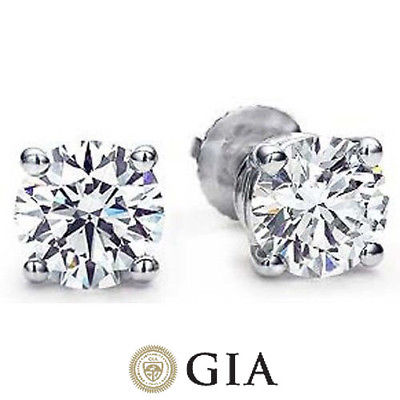 4.02 ct Round Ideal cut Diamond Studs Platinum Earrings GIA report G color VS2