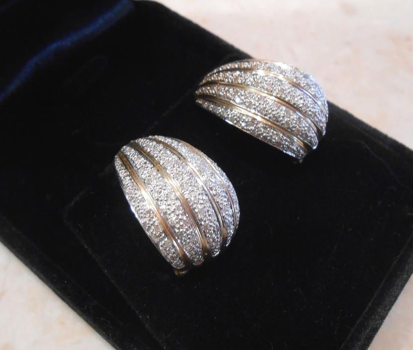 NEW Certified 14K Gold 1.3 karat Diamond Huggie Earrings  8.5 g Stunning!