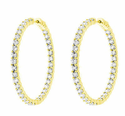 4.02 ct Round cut Diamond 14k Yellow Gold Hoop Earrings 80 x 0.05 ct each, 1.5