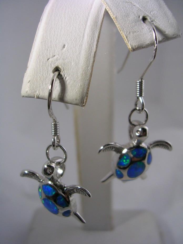 TURTLE DANGLING EARRINGS WITH OPALS SET IN STERLING SILVER