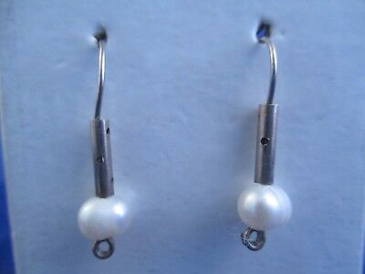 VINTAGE STERLING SILVER PEARL DANGLE EARRINGS