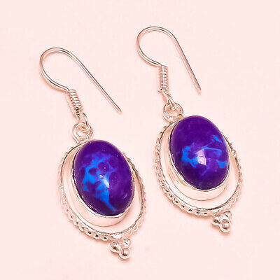 Purple Mohave Turquoise Gemstone .925 Sterling  Silver Earring 1.7